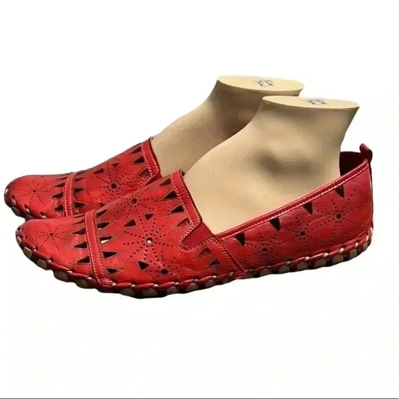 Spring Step Fusaro Red Leather Loafer Shoe Size 44/12.5-13 - Picture 2 of 9